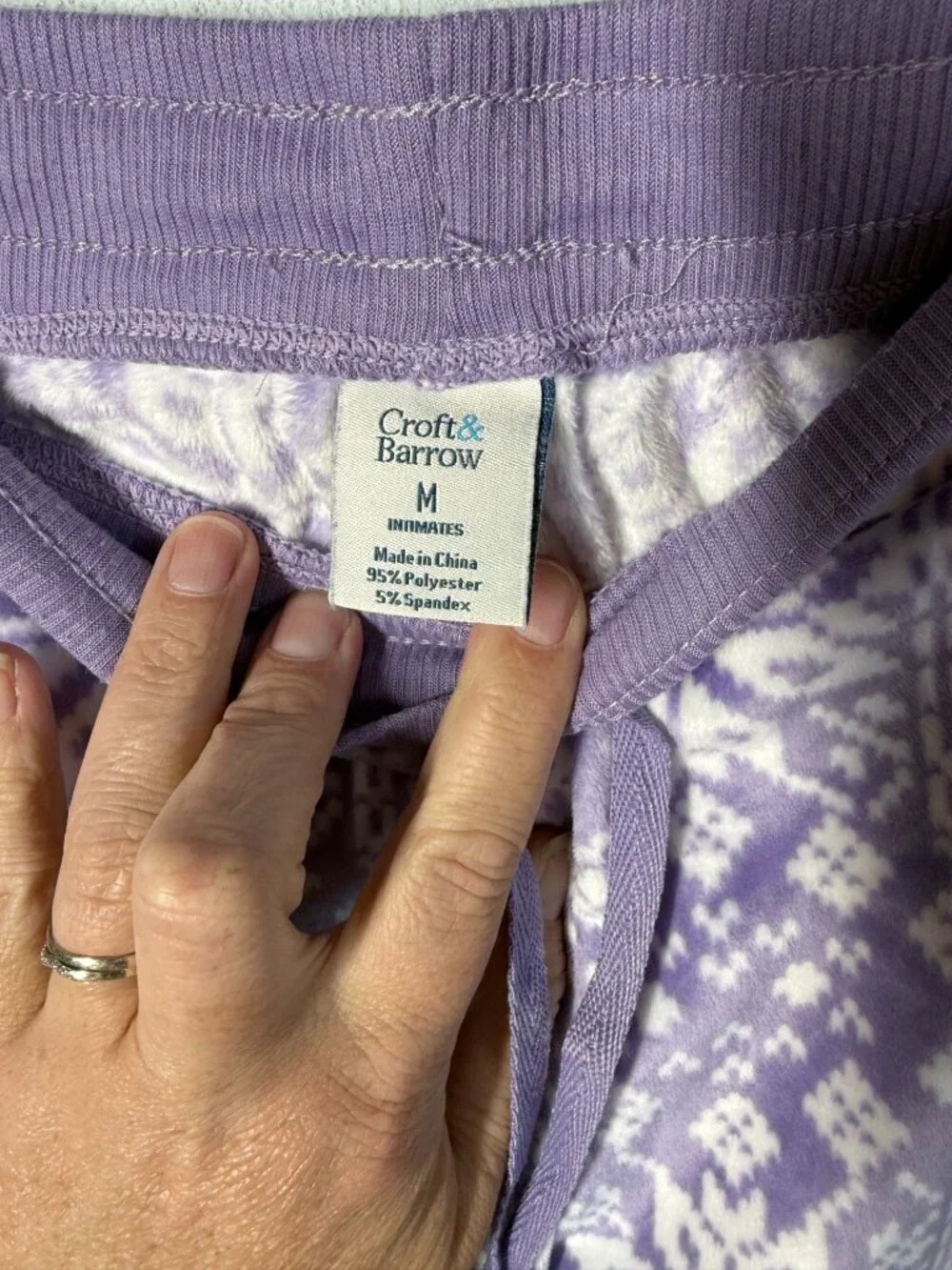 Croft‎ & Barrow Snowflake Fleece Pajama Set Medium Purple/White Soft Cozy Lounge